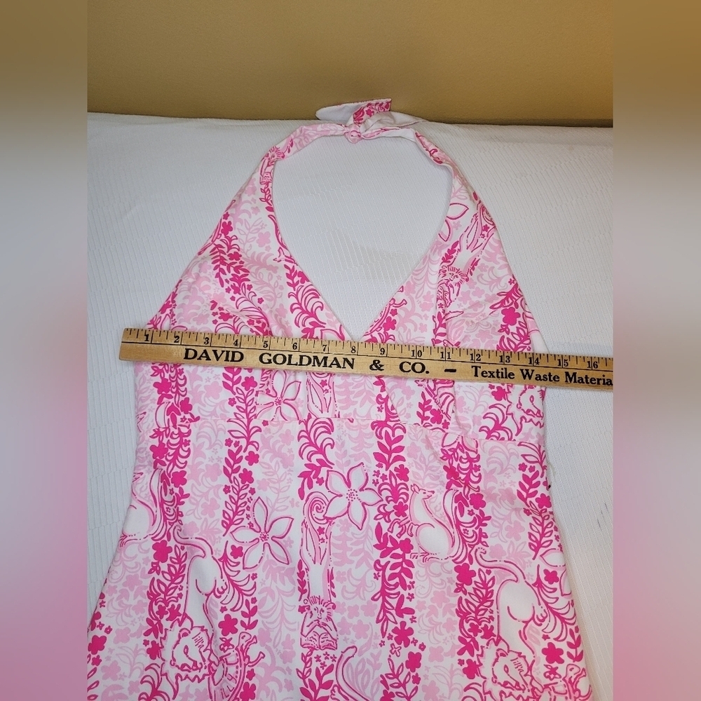 Lilly Pulitzer 100% Cotton Livie Pink Halter Top Dress sz 4 - Picture 10 of 15